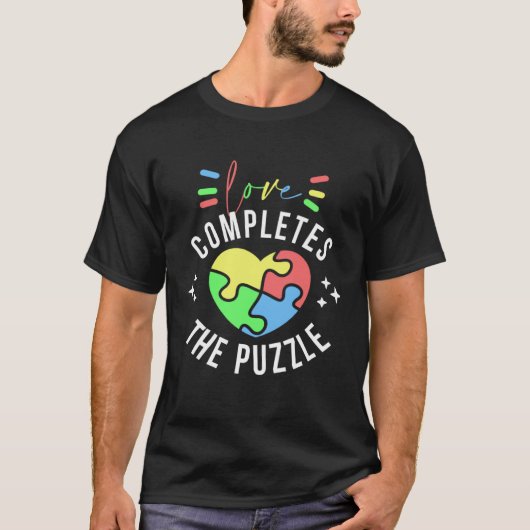 Liefde maakt de puzzel compleet Autisme bewustzijn T-shirt (Voorkant)