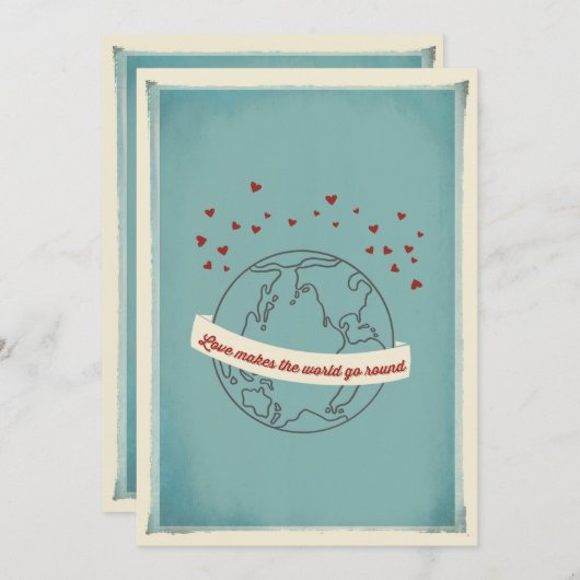 Liefde maakt de wereld rond de bruiloft uitnodigen kaart (Voorkant / Achterkant)