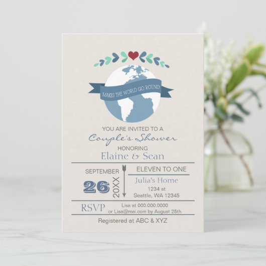 Liefde maakt de wereld rond Vrijgezellenfeest uitn Kaart (Staand voorkant)