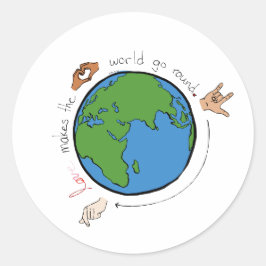 Liefde maakt de wereld Ronde ASL-Sticker Ronde Sticker