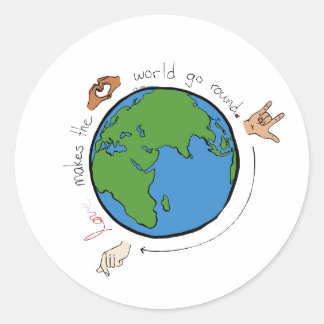 Liefde maakt de wereld Ronde ASL-Sticker Sticker