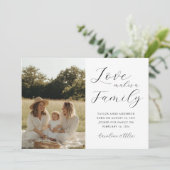 Liefde maakt een familiefoto adoptie geboorte aankondiging (Staand voorkant)