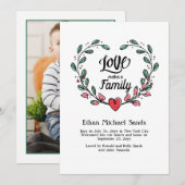 Liefde maakt een familiehartfoto-aankondiging aankondiging (Voorkant / Achterkant)