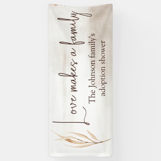 "Liefde maakt een gezin" Adoptie Douche Groot Spandoek (Verticaal)