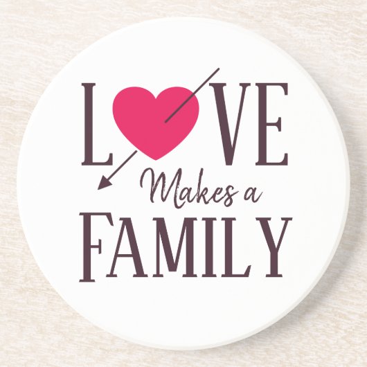 Liefde maakt een gezin - adoptietoestel zandsteen onderzetter (Voorkant)