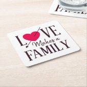 Liefde maakt een gezin - levering van adoptieparti kartonnen onderzetters (Schuin)