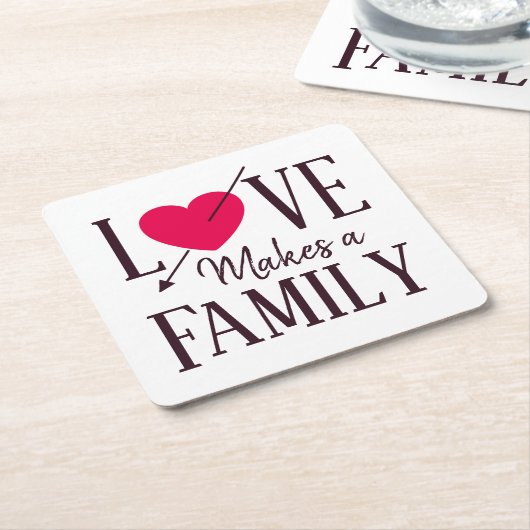 Liefde maakt een gezin - levering van adoptieparti kartonnen onderzetters (Schuin)