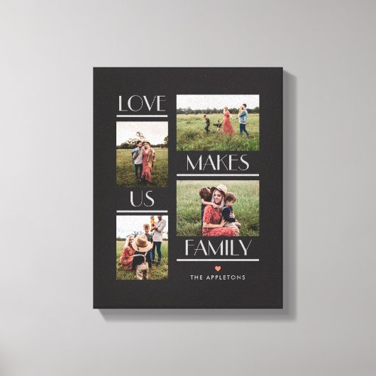 Liefde Maakt Ons Familie Bewerkbaar Kleur Omwikkel Canvas Afdruk (Voorkant)