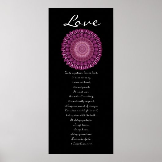 Liefde - magenta Daisy Wreath - eerste corinthians Poster (Voorkant)