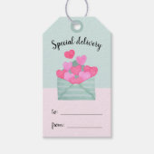 Liefde Mail Hearts Pastel Mint Roze Gift Label Cadeaulabel (Voorkant)