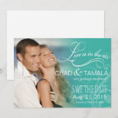 Liefde maisfoto slaat de datum op | aqua save the date (Voorkant / Achterkant)