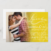 Liefde maisfoto slaat de datum op | geel save the date (Voorkant / Achterkant)