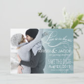 Liefde maisfoto slaat de datum op | ijsblauw kaart (Staand voorkant)