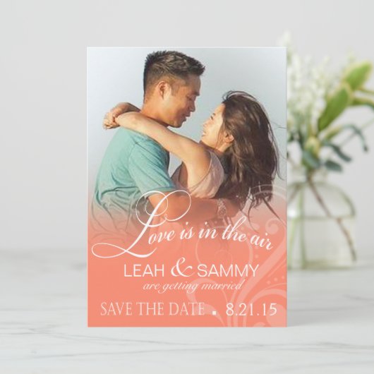 Liefde maisfoto slaat de datum op | perziken save the date (Staand voorkant)