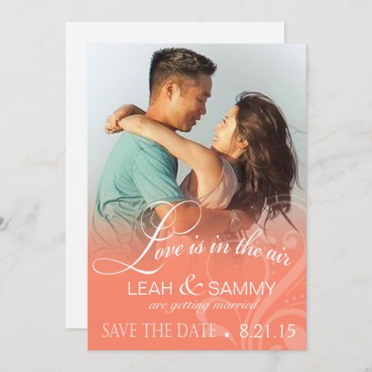 Liefde maisfoto slaat de datum op | perziken save the date (Voorkant / Achterkant)