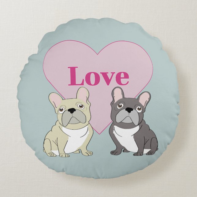Liefde - malle honden rond kussen (Voorkant)