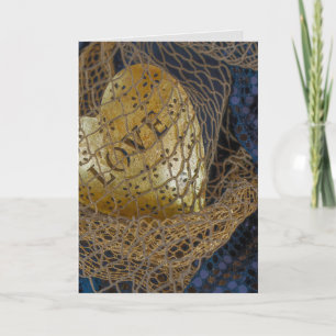 LIEFDE mama op een groot gouden hart met blauwe ac Kaart