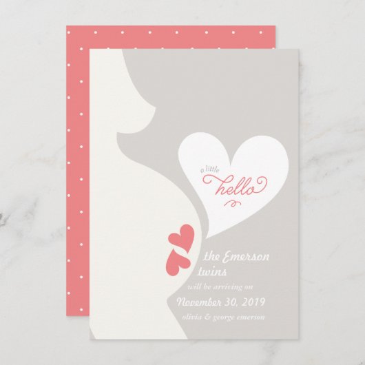 Liefde mama's Tummy Twins Zwangerschap Aankondigin Aankondiging (Voorkant / Achterkant)