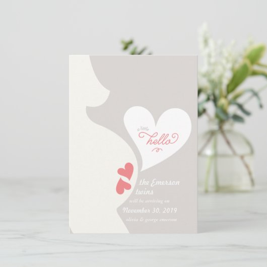 Liefde mama's Tummy Twins Zwangerschap Aankondigin Aankondiging (Staand voorkant)