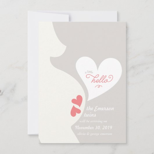 Liefde mama's Tummy Twins Zwangerschap Aankondigin Aankondiging (Voorkant)