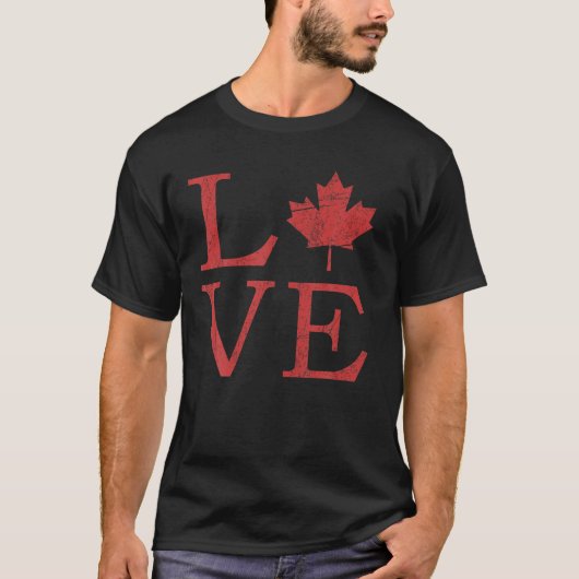 Liefde - Maple Leaf Canadian Flag op het EH Team k T-shirt (Voorkant)