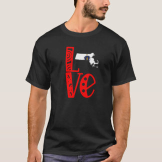 Liefde Massachusetts in blokletters T-shirt