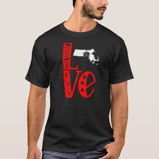 Liefde Massachusetts in blokletters T-shirt (Voorkant)