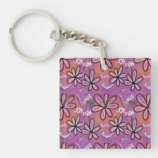 Liefde, mededogen, vreugde, vrede voor de mensheid sleutelhanger (voorkant)