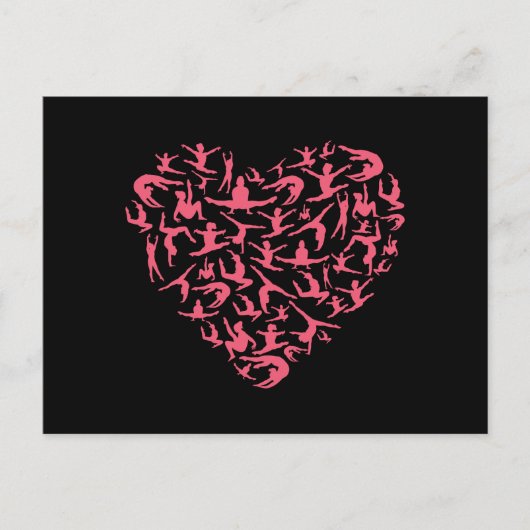 Liefde Meisjes Gymnastiek - Silhouet Hart Briefkaart (Voorkant)