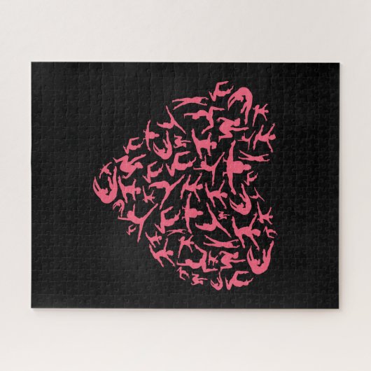 Liefde Meisjes Gymnastiek - Silhouet Hart Legpuzzel (Horizontaal)