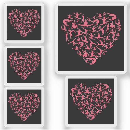 Liefde Meisjes Gymnastiek - Silhouet Hart Sticker (Voorkant)