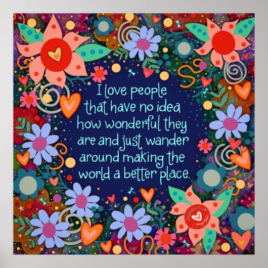 Liefde mensen citeren bloemige  inspirerend poster (Voorkant)