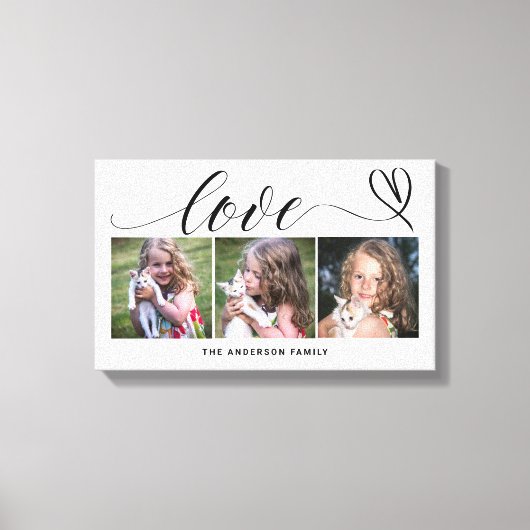 Liefde met Black Heart Script Custom Photo Collage Canvas Afdruk (Voorkant)
