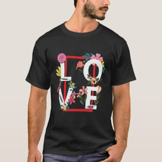 Liefde met bloemenlagen t-shirt