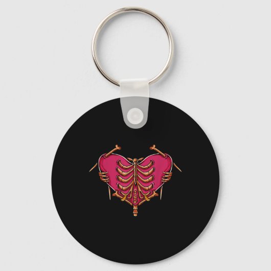 Liefde met Botten Hand Hart Grappige Botten Liefde Sleutelhanger (Voorkant)