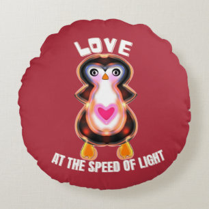 Liefde met de snelheid van het licht Pinguïn Cadea Rond Kussen