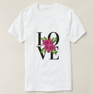 LIEFDE met Donkerroze Rozen T-shirt