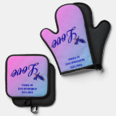 Liefde met een Bluebird gepersonaliseerd Ovenwant & Pannenlap Set (Voorkant / Achterkant)