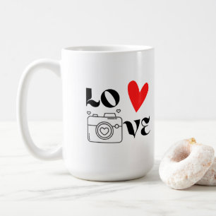 Liefde met een camera op een koffiemok
