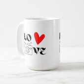 Liefde met een camera op een koffiemok (Voorkant links)