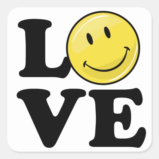 Liefde met een glimlach | Classic Happy Face Vierkante Sticker (Voorkant)