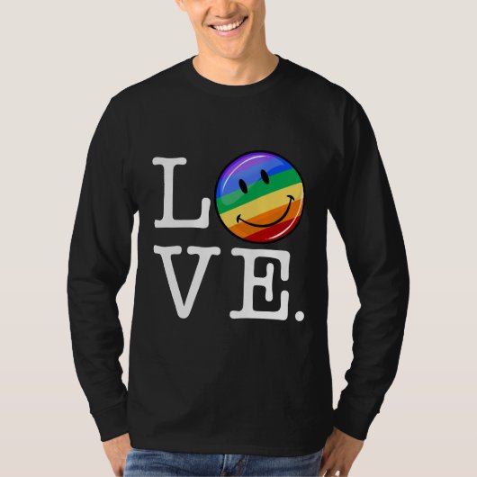 Liefde met een Happy Rainbow Flag Gay LGBT T-shirt (Voorkant)