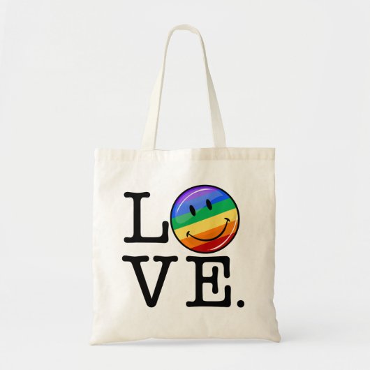 Liefde met een Happy Rainbow Flag Gay LGBT Tote Bag (Voorkant)