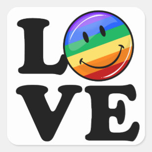 Liefde met een Happy Rainbow Flag Gay LGBT Vierkante Sticker