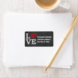 Liefde met een helder rood hart - Chalkboard Etiket