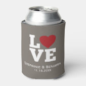 Liefde met een helder rood hart Gepersonaliseerde  Blikjeskoeler (Blikje Voorkant)