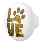 Liefde met een hondenpoot keramische knop (Rechts)