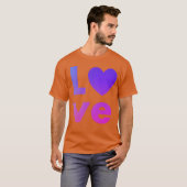 Liefde met een paars hart grappig t-shirt (Voorkant volledig)