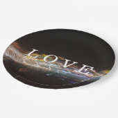 LIEFDE met elektrische lichten Papieren Bordje (Gekanteld)