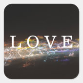 LIEFDE met elektrische lichten Vierkante Sticker (Voorkant)